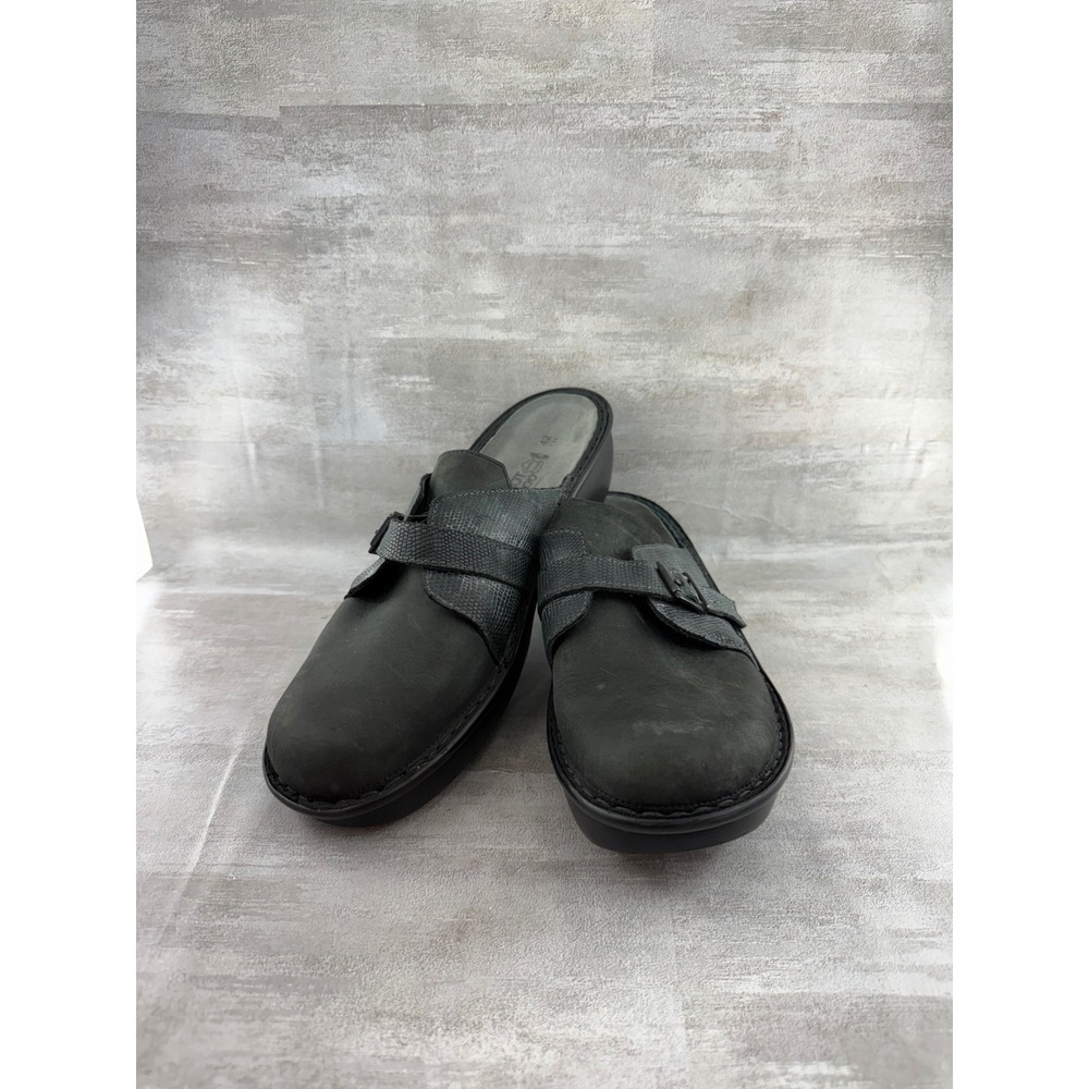 Naot Black Leather Buckle Clog Mules Women Sz EU 42 US 11 Made in Israel 241533